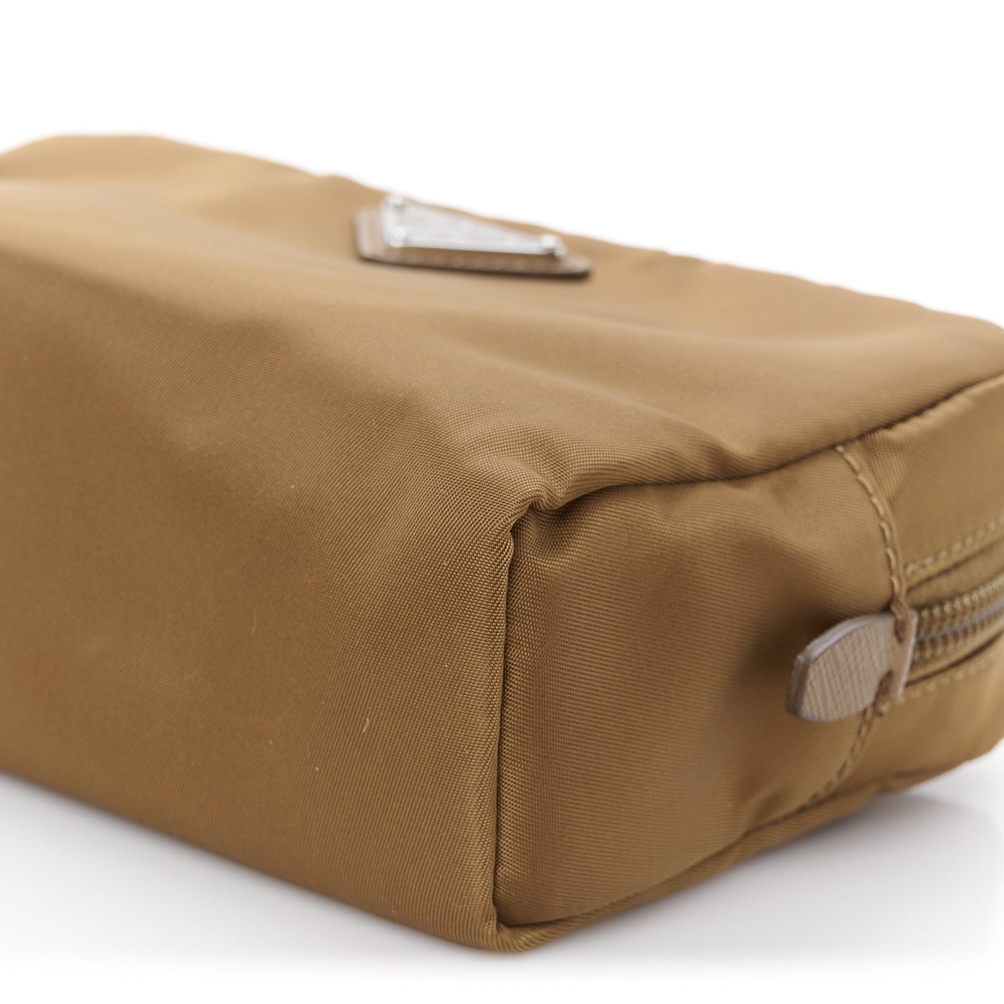 Re-Nylon Vela Saffiano Wristlet Brandy