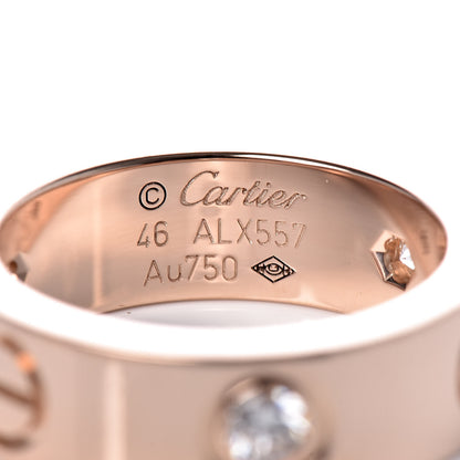 Cartier 18K Pink Gold 3 Diamond 5.5mm LOVE Ring 46 3.75 4 of 4