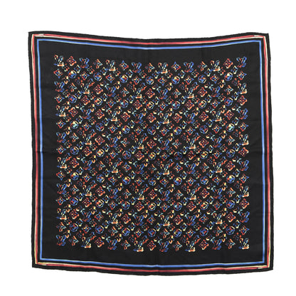 Louis Vuitton Silk Monogram Rainbow Square Scarf Black 1 of 3