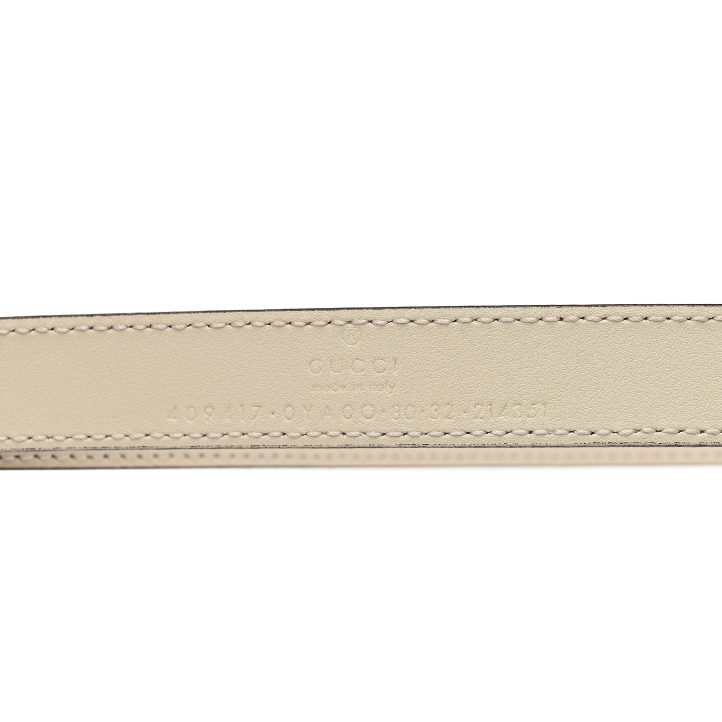 Plutone Calfskin Double G 20mm Belt 80 32 Mystic White