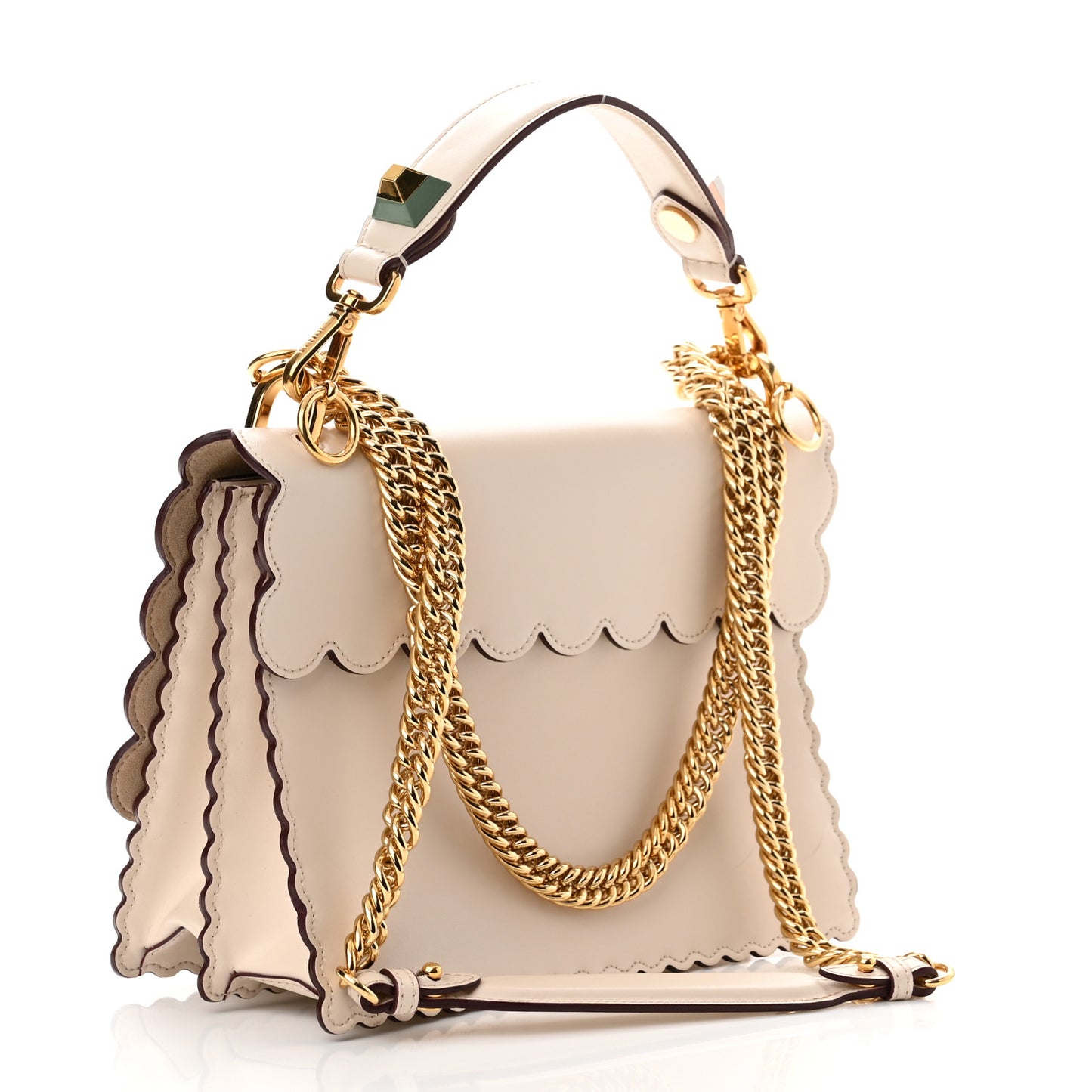 Vitello Liberty Scalloped Studded Kan I Shoulder Bag Plaster