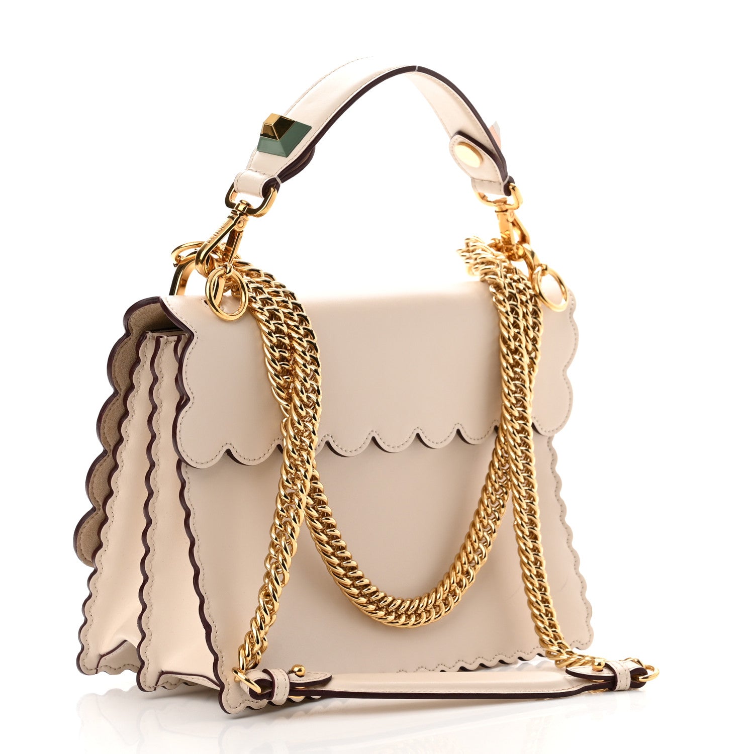 Fendi Vitello Liberty Scalloped Studded Kan I Shoulder Bag Plaster 3 of 9