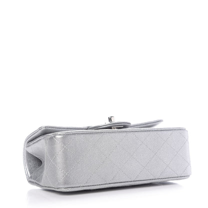 Chanel Metallic Caviar Quilted Mini Top Handle Rectangular Flap Silver 4 of 9