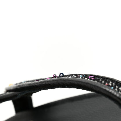 Chanel Glitter Grosgrain Cap Toe CC Slingback Pumps 38 Black Multicolor 11 of 11