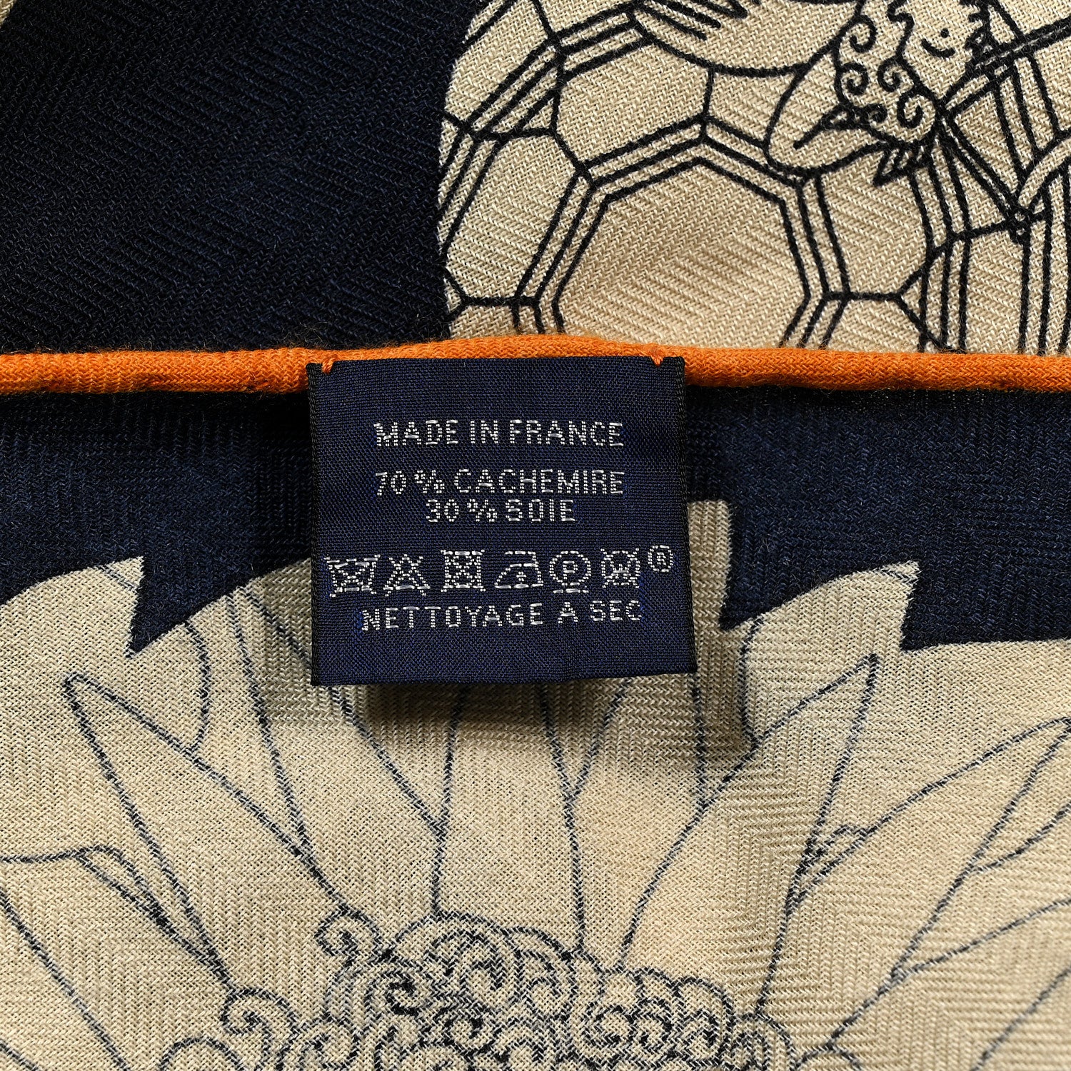 Hermes Cashmere Silk Bal De Soie Pointe Triangle Scarf Marine Naturel Rouille 2 of 5