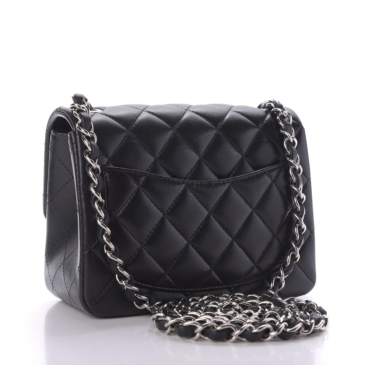 Lambskin Quilted Mini Square Flap Black