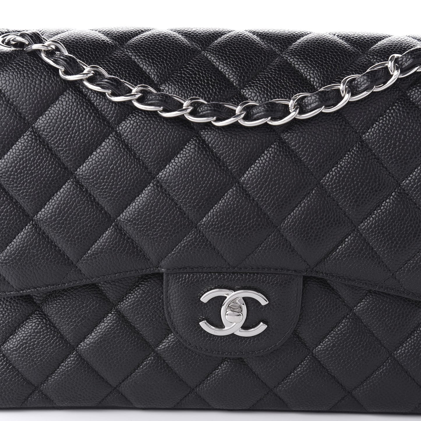 Caviar Quilted Jumbo Double Flap Black
