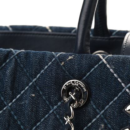Chanel Denim Quilted Medium Coco Handle Shopping Tote Blue 12 of 13