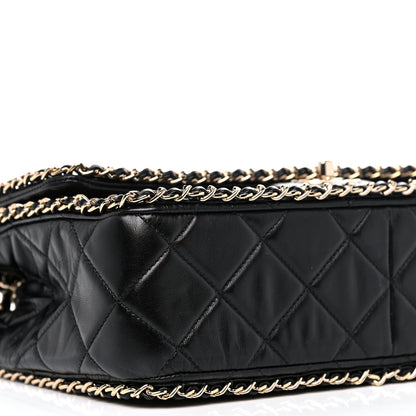 Chanel Crumpled Calfskin Quilted Large Chain All Over Flap Bag Black 8 of 12