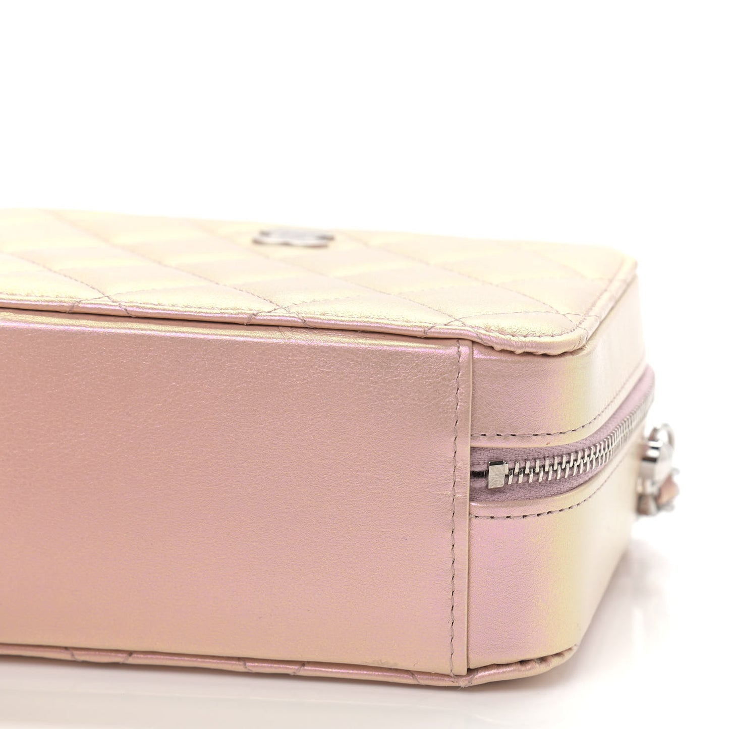 Iridescent Calfskin Quilted Camera Bag Pink