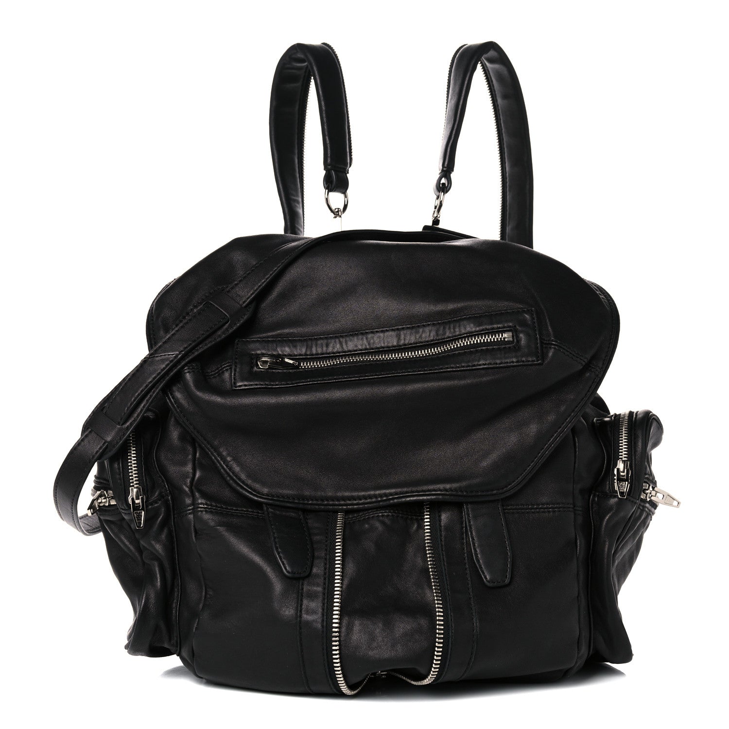 Alexander Wang Lambskin Marti Backpack Bag Washed Black Rhodium Hardware 2 of 9