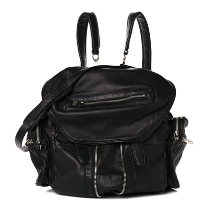 Alexander Wang Lambskin Marti Backpack Bag Washed Black Rhodium Hardware 2 of 9