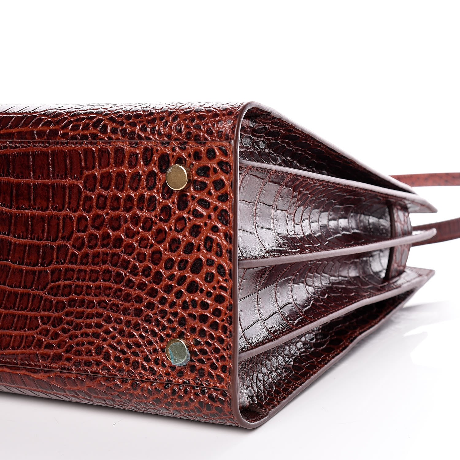 Saint Laurent Calfskin Crocodile Embossed Small Sac de Jour Dark Blood 7 of 10