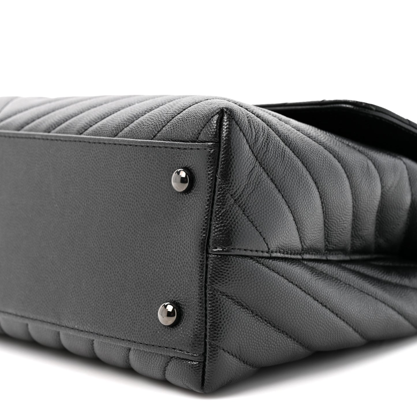 Caviar Chevron Quilted Medium Coco Handle Flap So Black