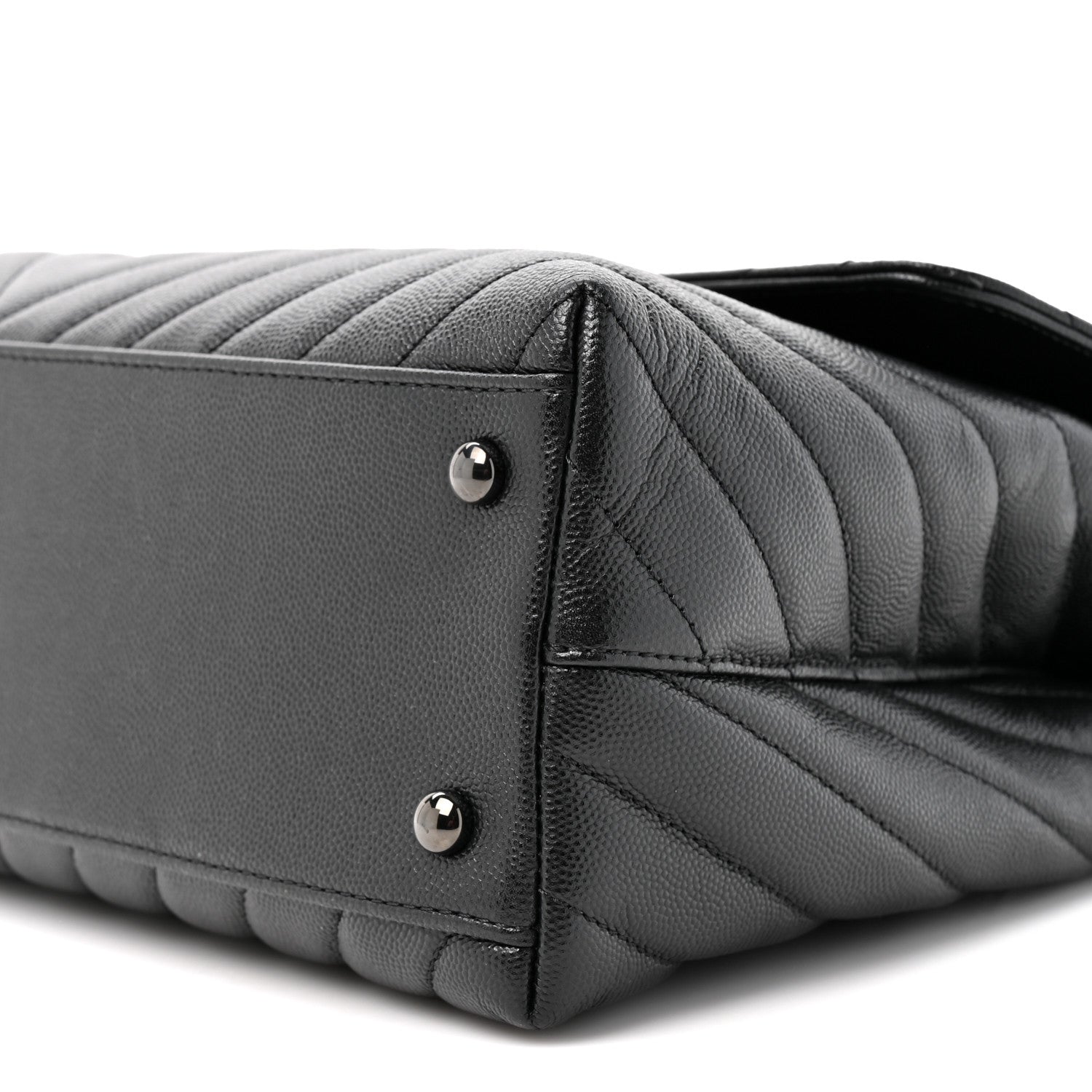 Chanel Caviar Chevron Quilted Medium Coco Handle Flap So Black 8 of 9