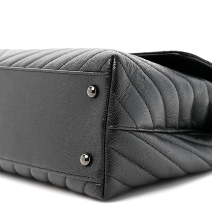 Chanel Caviar Chevron Quilted Medium Coco Handle Flap So Black 8 of 9
