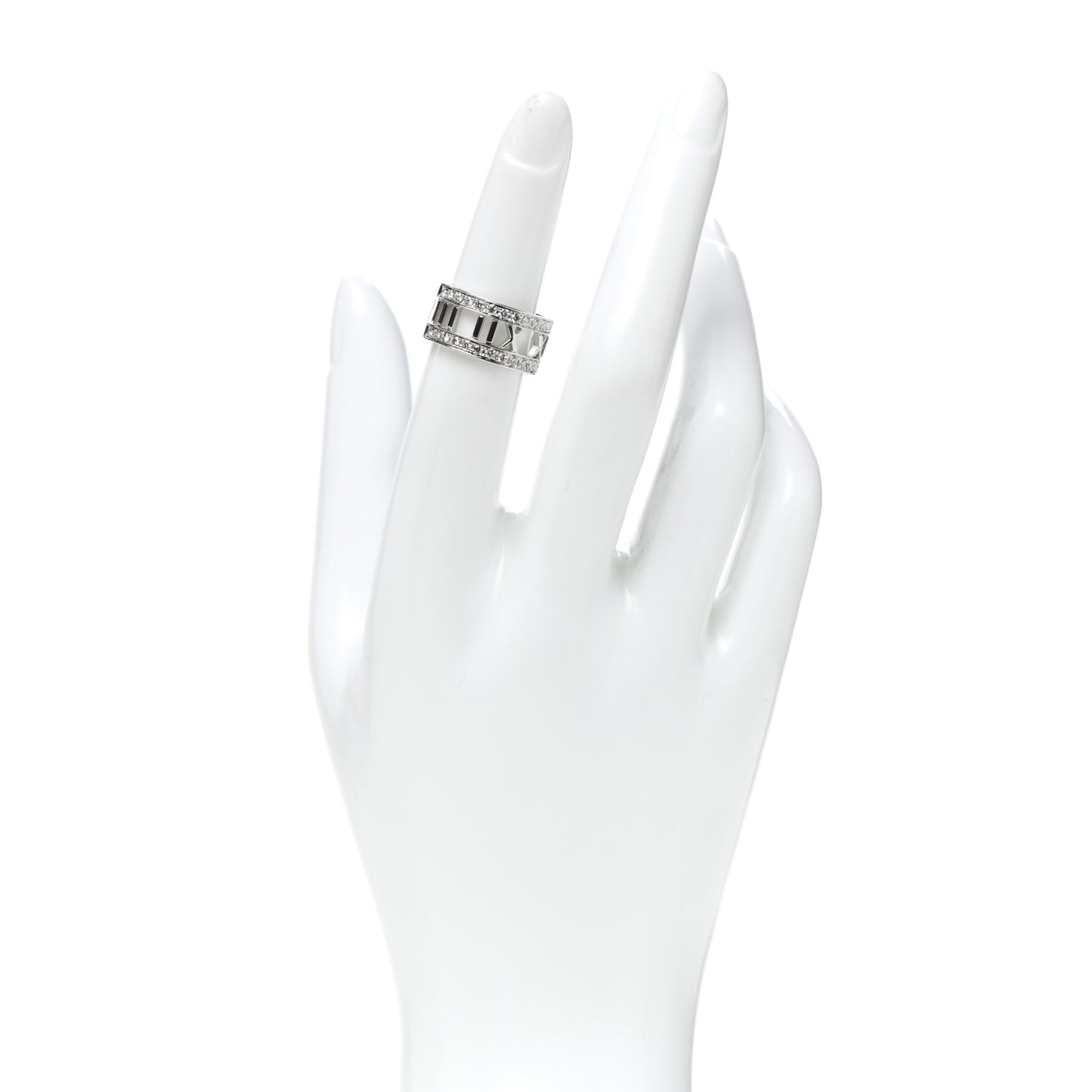 18K White Gold Diamond Wide Atlas Open Ring 50 5.5