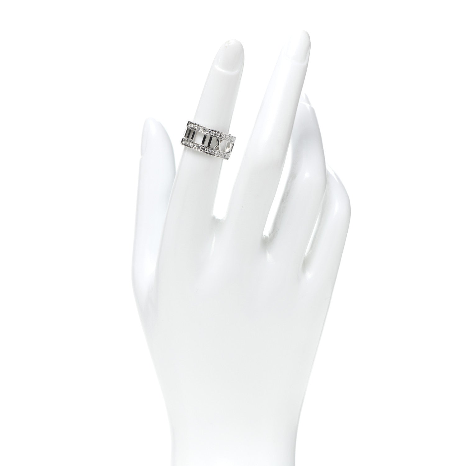 Tiffany 18K White Gold Diamond Wide Atlas Open Ring 50 5.5 2 of 5