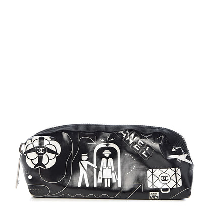 Chanel Coated Canvas Small Airline Cosmetic Pouch Black White 1 of 7