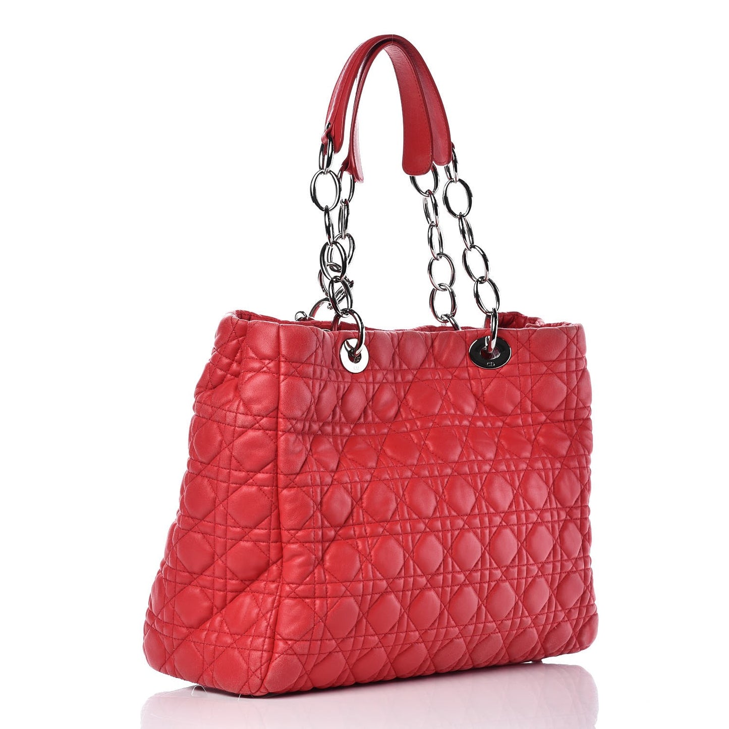 Lambskin Cannage Large Dior Soft Shopping Tote Coral