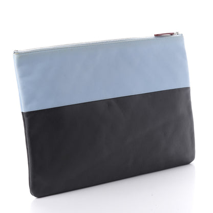 Chanel Lambskin Large Airline Zipper Cosmetic Case Blue Black Red 3 of 10
