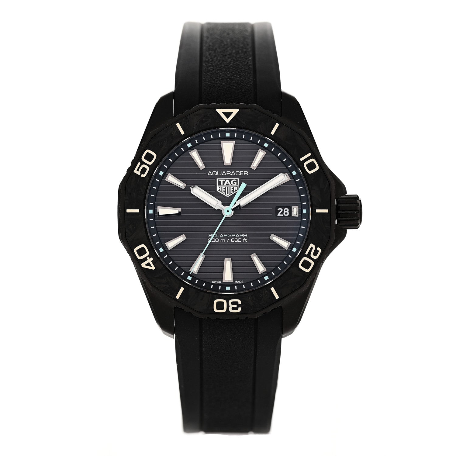 Tag Heuer Stainless Steel Rubber 40mm Aquaracer Professional 200 Solargraph Quartz Watch Black WBP1112 1 of 5