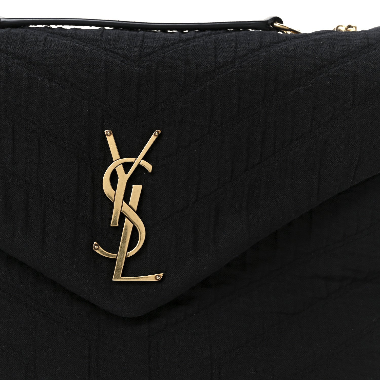 Saint Laurent Fabric Y Quilted Monogram Small Loulou Chain Satchel Black 9 of 12