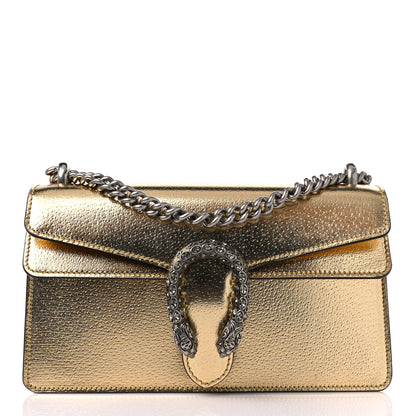 Gucci Metallic Textured Calfskin Crystal Small Dionysus Shoulder Bag Gold 2 of 10
