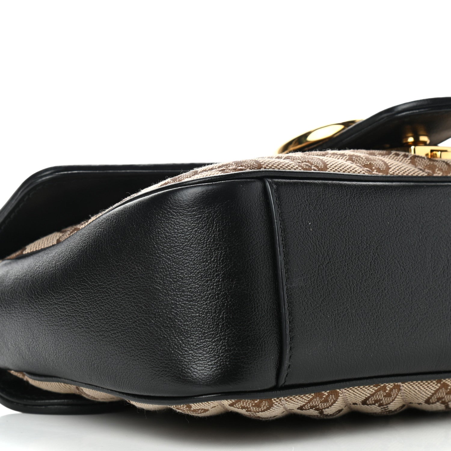 Gucci Monogram Matelasse Diagonal Small GG Marmont Shoulder Bag Beige Black 8 of 9