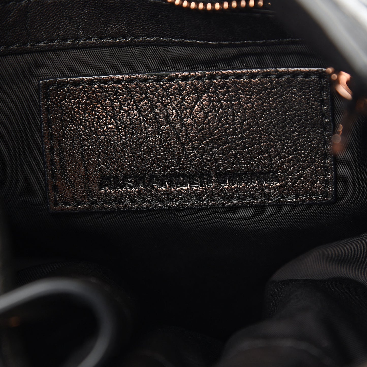 Pebbled Lambskin Diego Bucket Black Rose Gold Hardware