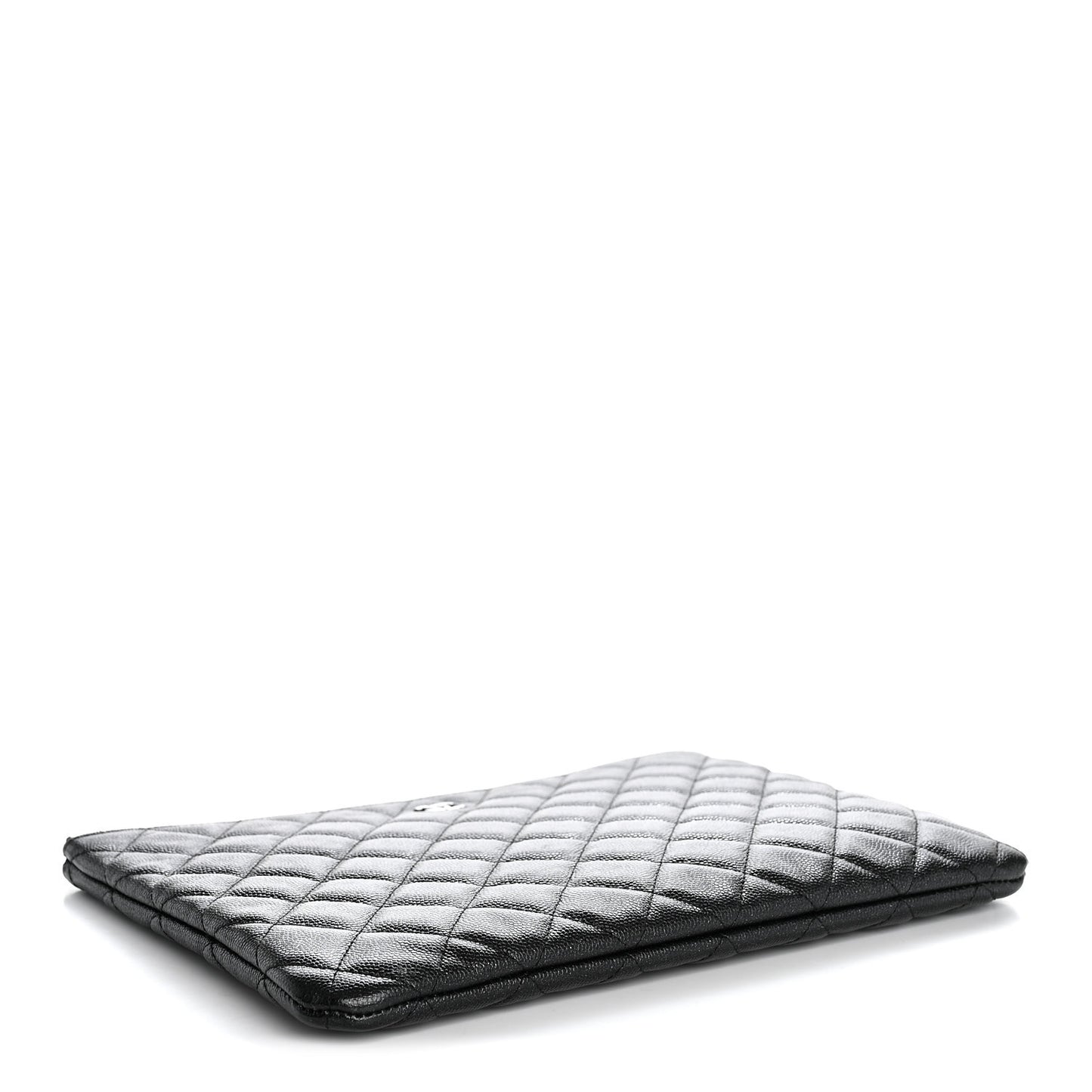 Iridescent Caviar Quilted Medium Cosmetic Case Black