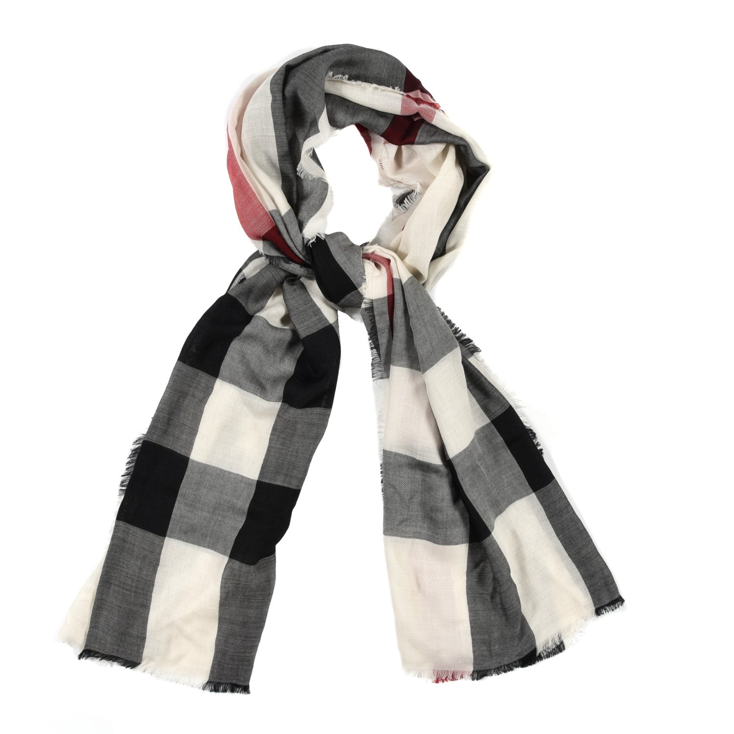 Burberry Cashmere House Check Lightweight Scarf Ivory 1 of 4