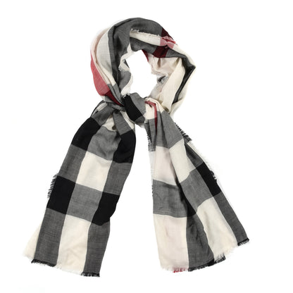 Burberry Cashmere House Check Lightweight Scarf Ivory 1 of 4