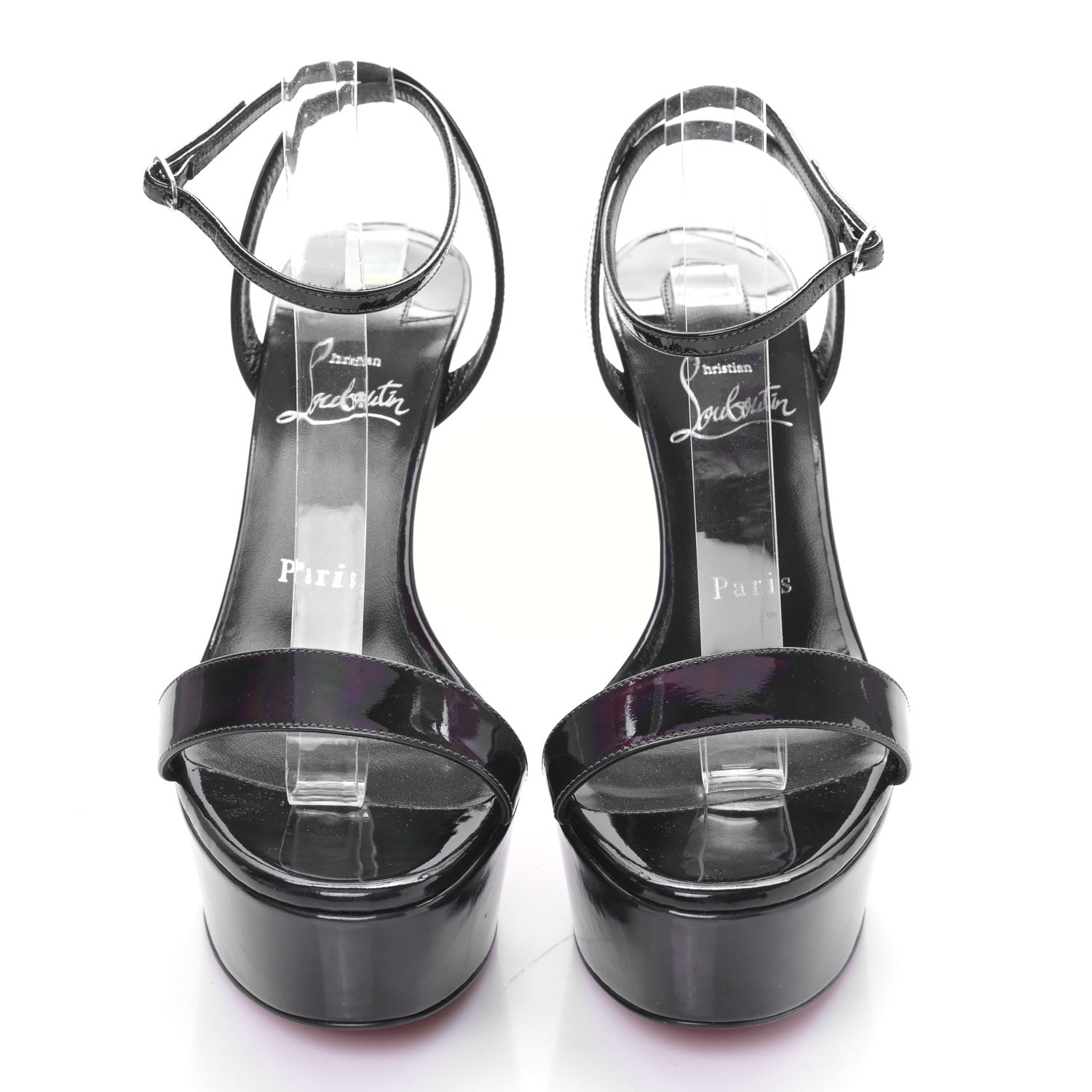 Christian Louboutin Patent Psychic Loubi Queen Alta 150 Platform Sandals 37 Black 2 of 8