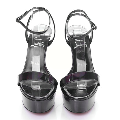 Christian Louboutin Patent Psychic Loubi Queen Alta 150 Platform Sandals 37 Black 2 of 8