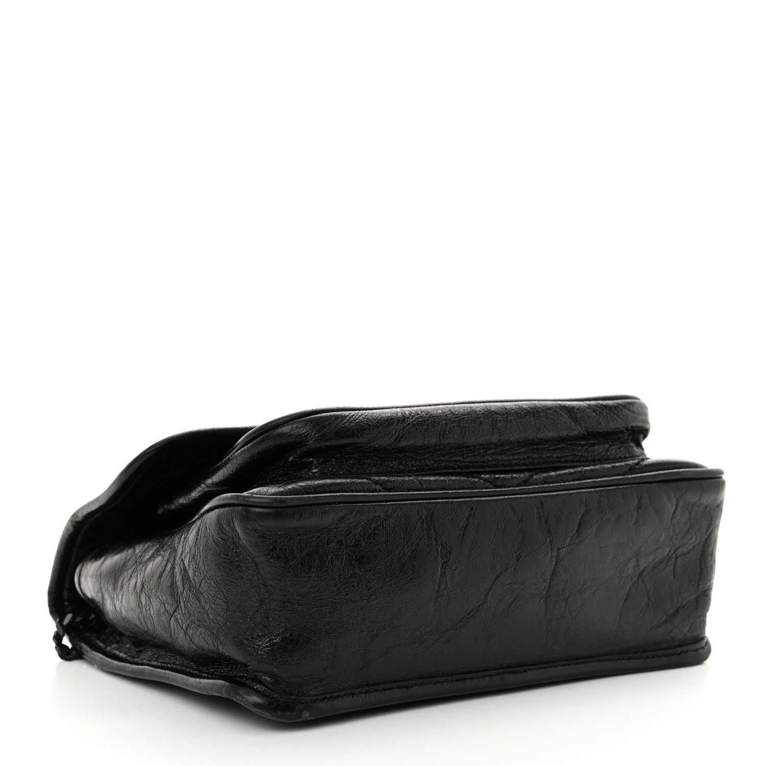 Saint Laurent Crinkled Calfskin Matelasse Monogram Baby Niki Chain Satchel Black 4 of 14