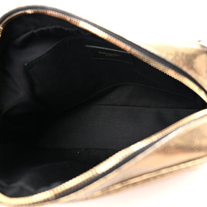 Saint Laurent Calfskin Lame Monogram Small Lou Camera Bag Gold Olive 5 of 9