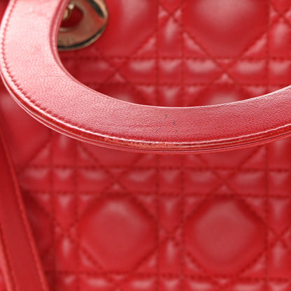 Christian Dior Lambskin Cannage Medium Lady Dior Red 14 of 18
