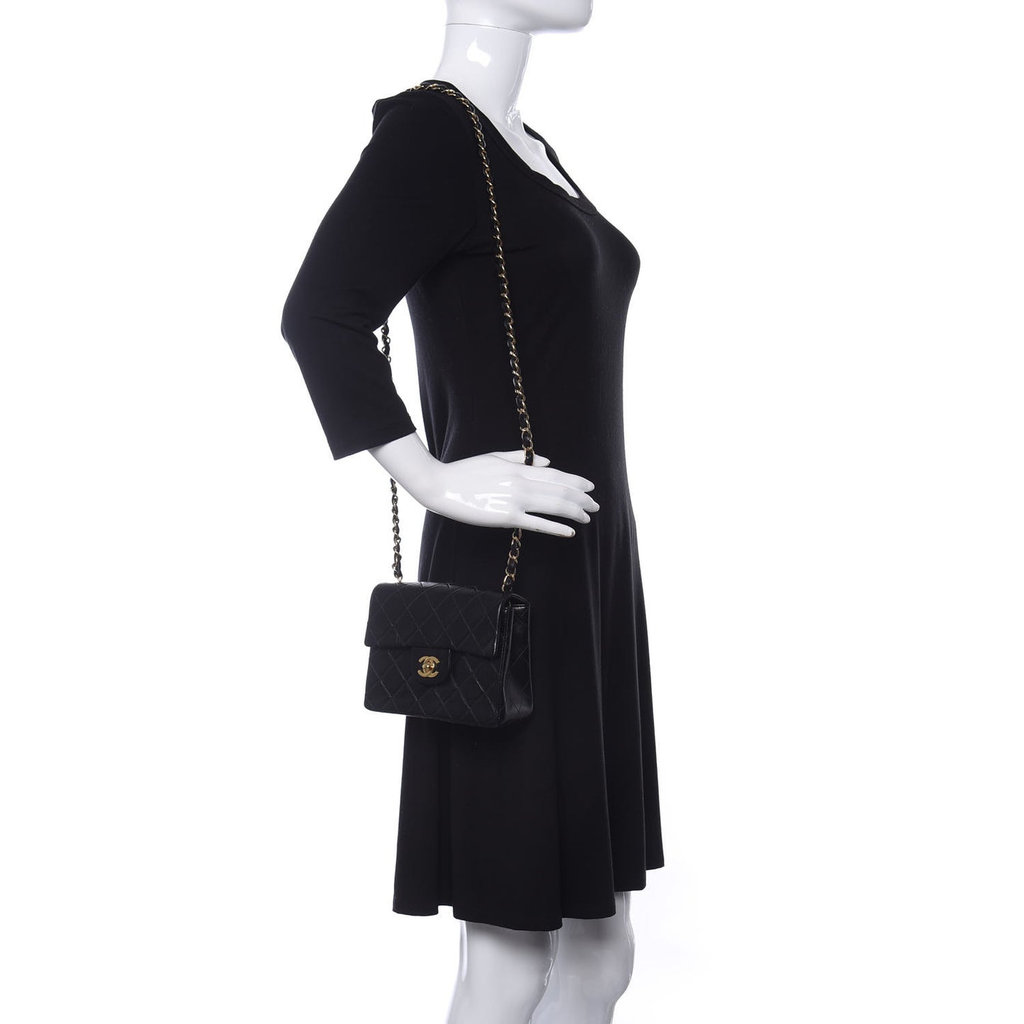 Lambskin Quilted Mini Square Flap Black