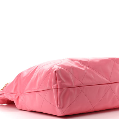 Chanel Shiny Calfskin Quilted Large Chanel 22 Coral Pink 8 of 13