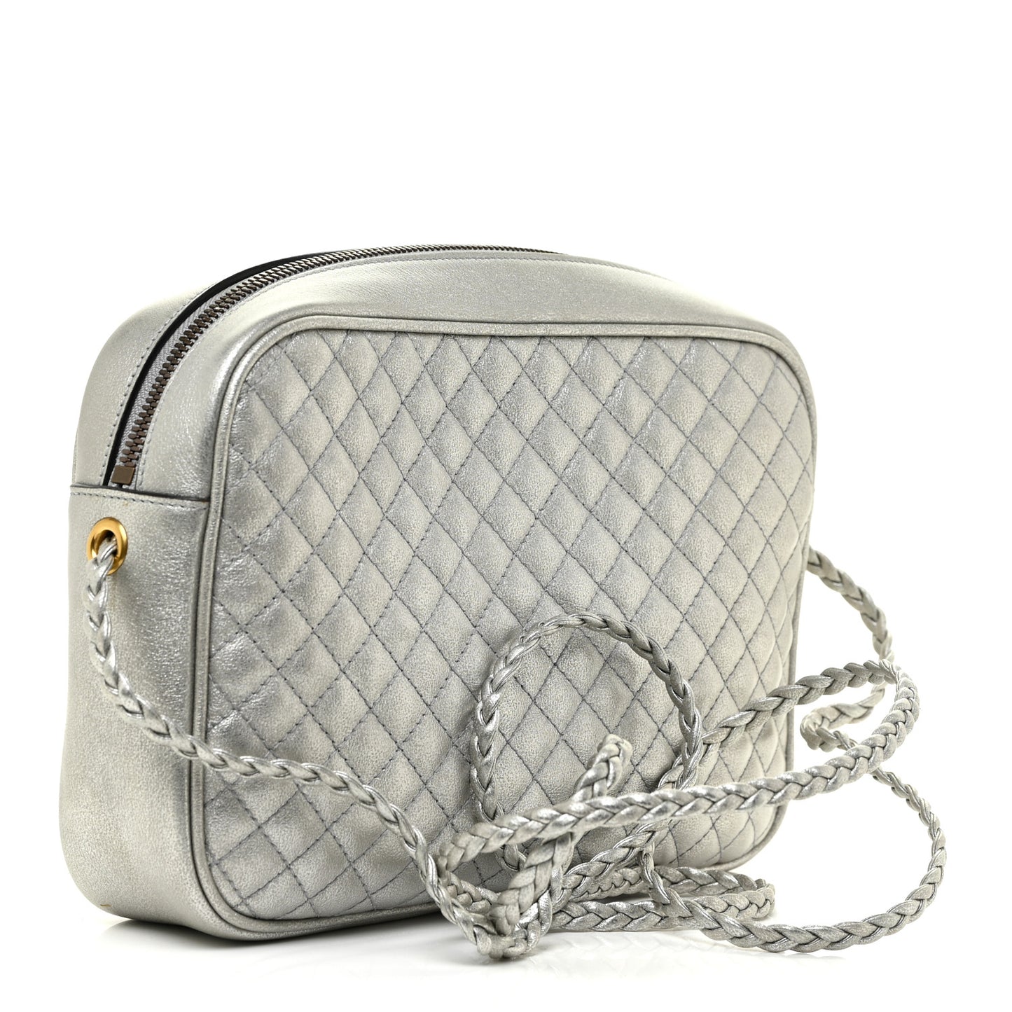 Laminated Nappa Web Trapuntata Small GG Shoulder Bag Argento