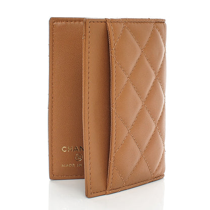 Chanel Lambskin Quilted Card Holder Wallet Tan 3 of 7