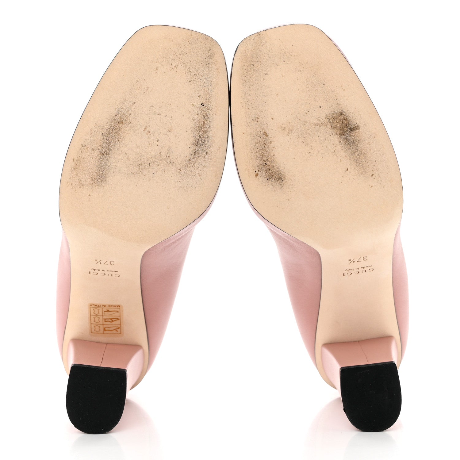 Gucci Calfskin Horsebit Block Heel Pumps 37.5 Soft Pink 5 of 8