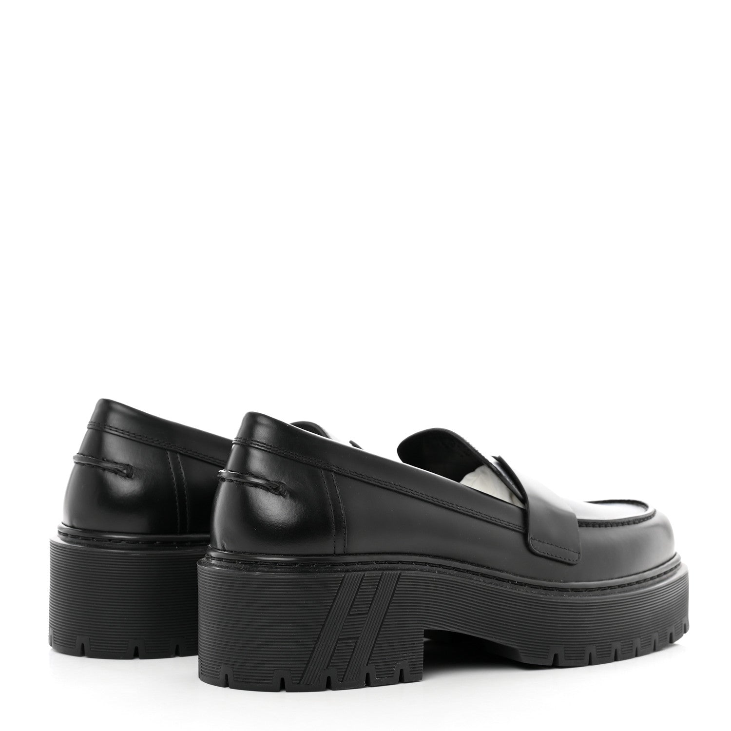 Hermes Glazed Calfskin Womens Gentle Loafers 38.5 Black 4 of 8