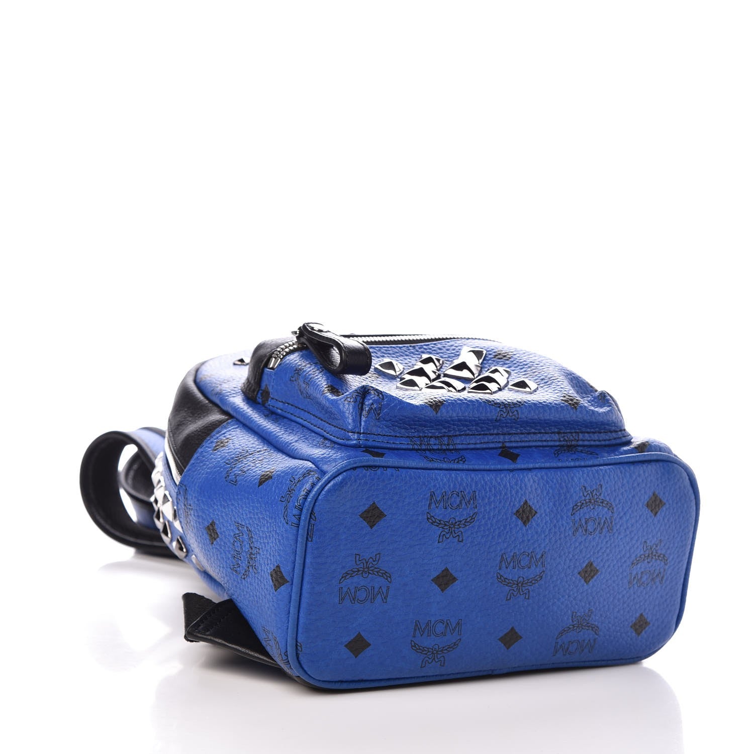 MCM Visetos Studded Colorblock Mini Stark Brock Backpack Blue 4 of 7