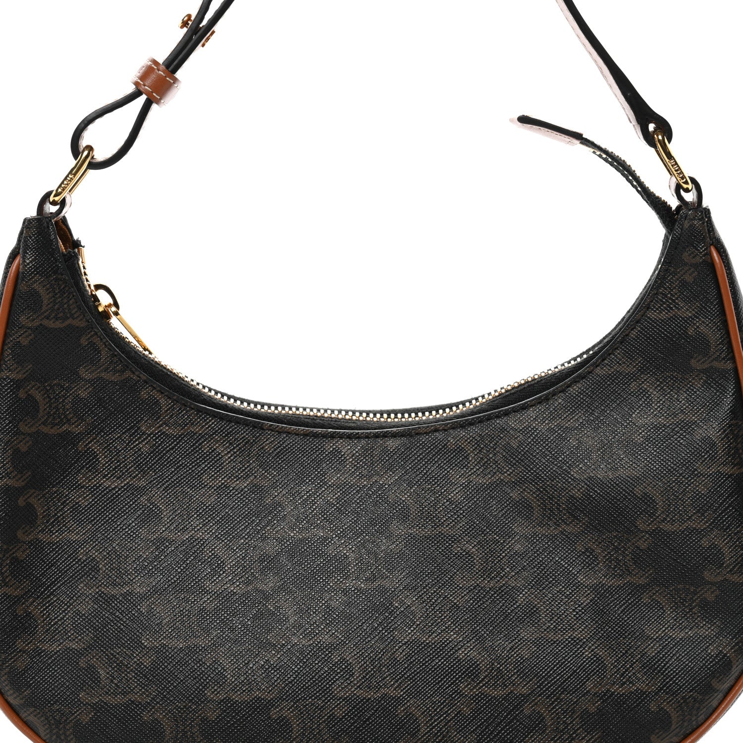Celine Triomphe Canvas Calfskin Ava Shoulder Bag Tan 8 of 10