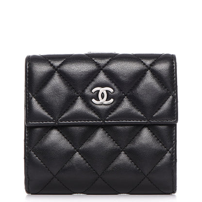 Chanel Lambskin Quilted Compact French Flap Wallet Black 1 of 8