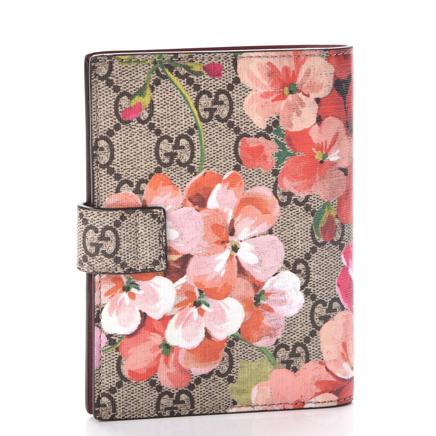 Gucci GG Supreme Monogram Blooms Passport Case Beige Multicolor Dry Rose 3 of 8