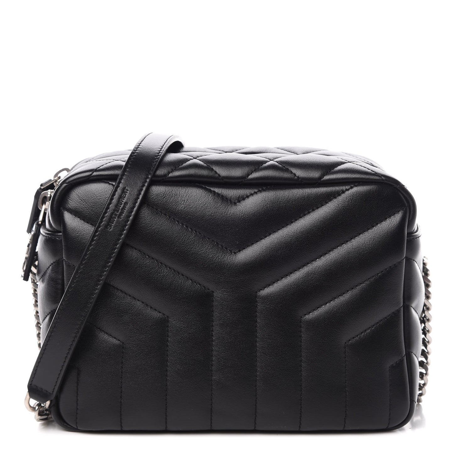 Calfskin Y Quilted Monogram Small Loulou Bowling Bag Black
