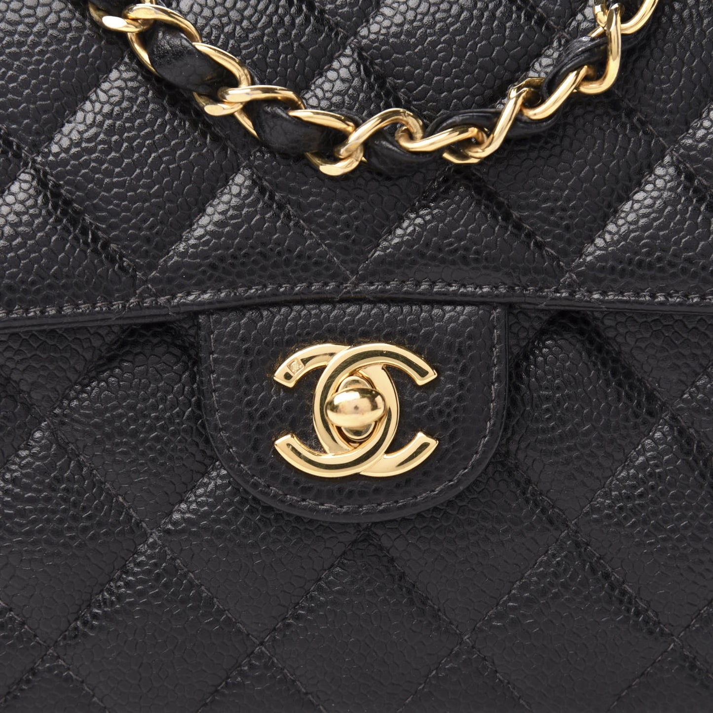 Caviar Quilted Mini Square Flap Black